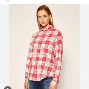 Ralph Lauren Blue Label Red and White Plaid  Flannel Shirt
